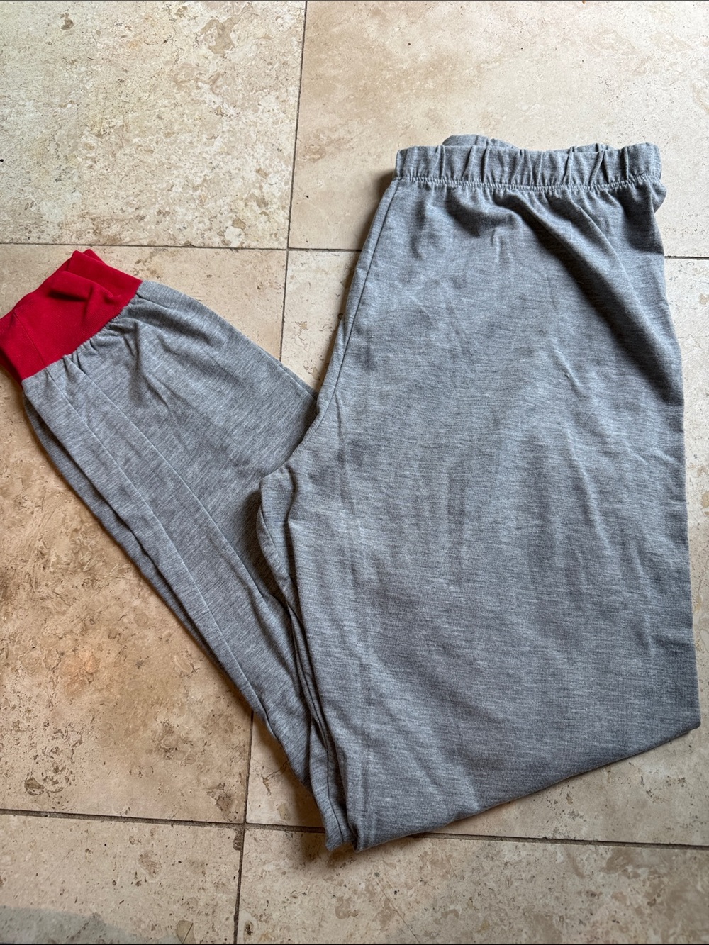 Grey Jogger Pants with Red Cuff